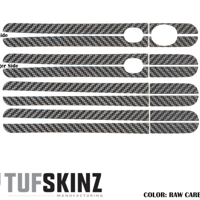 Door Handle Accent Trim Fits 2012-2018 Ford Focus Real Carbon Fiber(Raw)