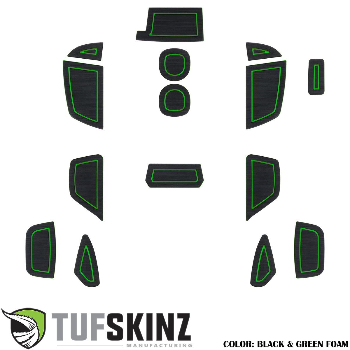 Interior Foam Inserts Fits 2016-2018 Ford Focus Left Hand Drive Black/Green