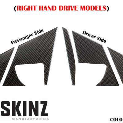 A-Pillars (RHD) Accent Trim Fits 2012-2018 Ford Focus Right Hand Drive Real Carbon Fiber(Domed)