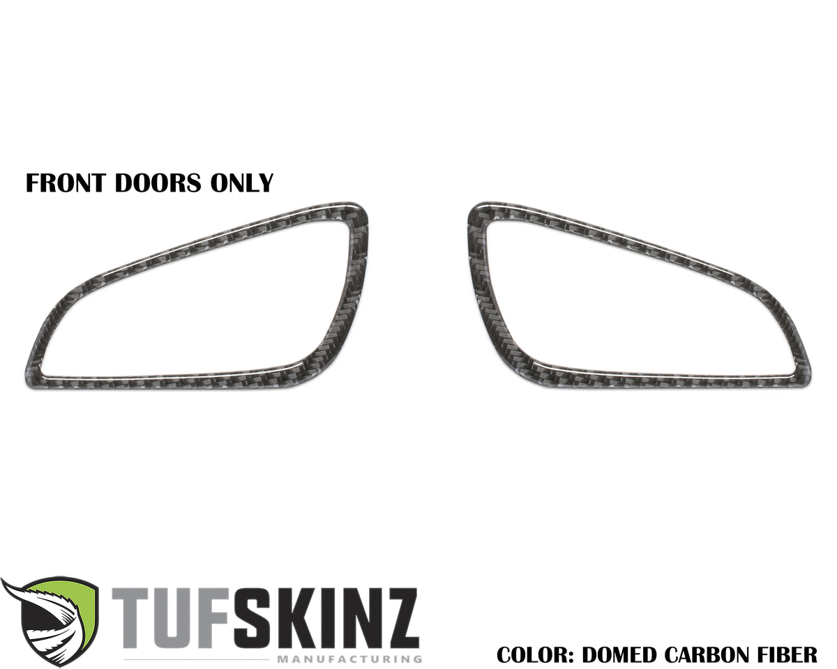Interior Door Handle Suround(Front Doors) Accent Trim Fits 2015-2018 Ford Focus Left Hand Drive Front Doors Only Real Carbon Fiber(Domed)