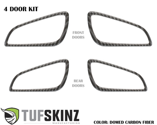 Interior Door Handle Suround(4 Doors) Accent Trim Fits 2015-2018 Ford Focus Left Hand Drive Both Real Carbon Fiber(Domed)
