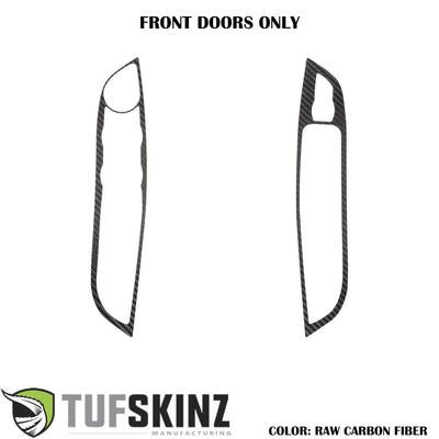 Interior Door Switch Panel(Front Doors) Accent Trim Fits 2015-2018 Ford Focus Left Hand Drive Front Doors Only Real Carbon Fiber(Raw)