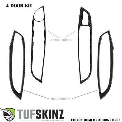 Interior Door Switch Panel(4 Doors) Accent Trim Fits 2015-2018 Ford Focus Left Hand Drive Both Real Carbon Fiber(Domed)