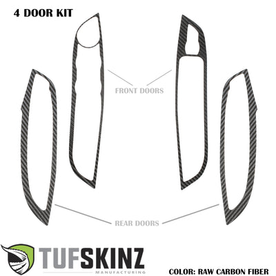 Interior Door Switch Panel(4 Doors) Accent Trim Fits 2015-2018 Ford Focus Left Hand Drive Both Real Carbon Fiber(Raw)