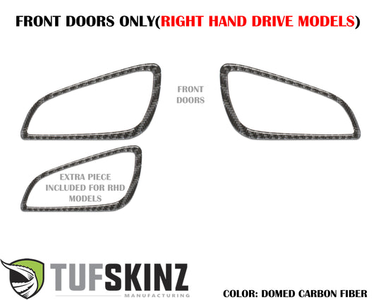 (RHD)Interior Door Handle Suround(Front Doors) Accent Trim Fits 2015-2018 Ford Focus Right Hand Drive Front Doors Only Real Carbon Fiber(Domed)