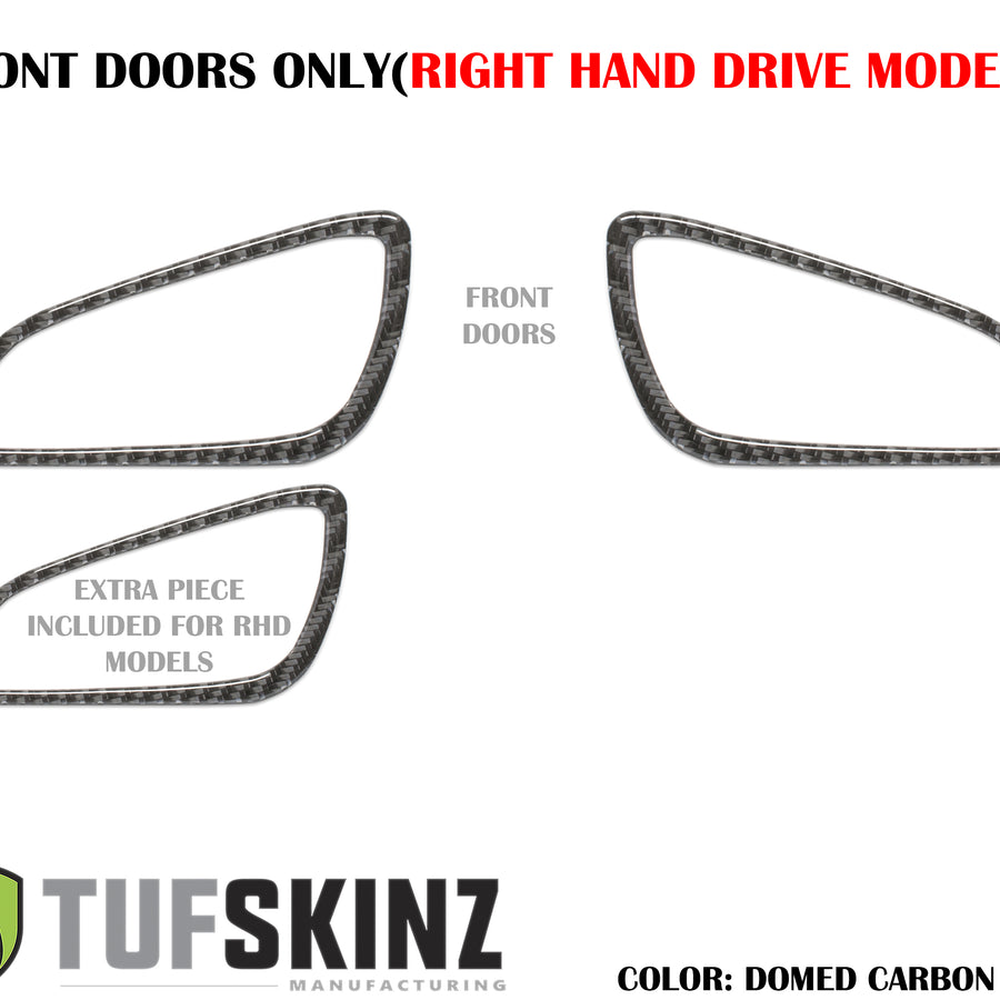 (RHD)Interior Door Handle Suround(Front Doors) Accent Trim Fits 2015-2018 Ford Focus Right Hand Drive Front Doors Only Real Carbon Fiber(Domed)