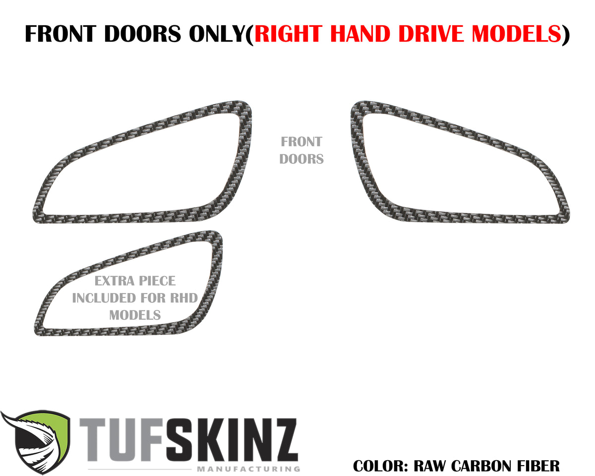 (RHD)Interior Door Handle Suround(Front Doors) Accent Trim Fits 2015-2018 Ford Focus Right Hand Drive Front Doors Only Real Carbon Fiber(Raw)