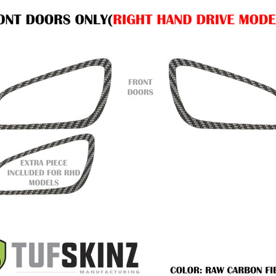 (RHD)Interior Door Handle Suround(Front Doors) Accent Trim Fits 2015-2018 Ford Focus Right Hand Drive Front Doors Only Real Carbon Fiber(Raw)