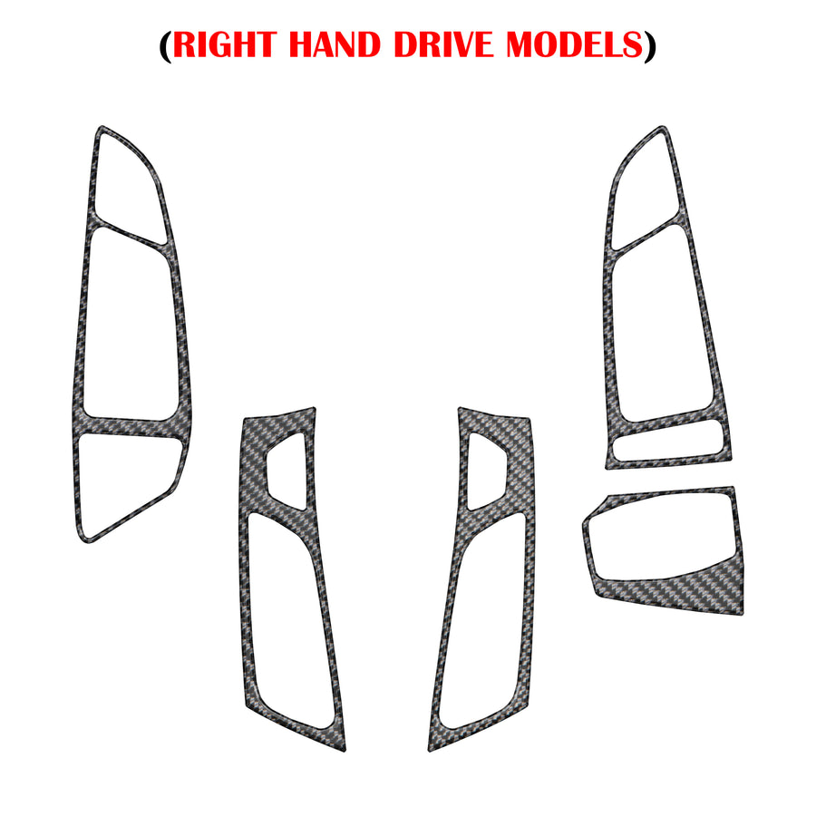 (RHD)Interior Air Vents Accent Trim Fits 2015-2018 Ford Focus Right Hand Drive Real Carbon Fiber(Domed)