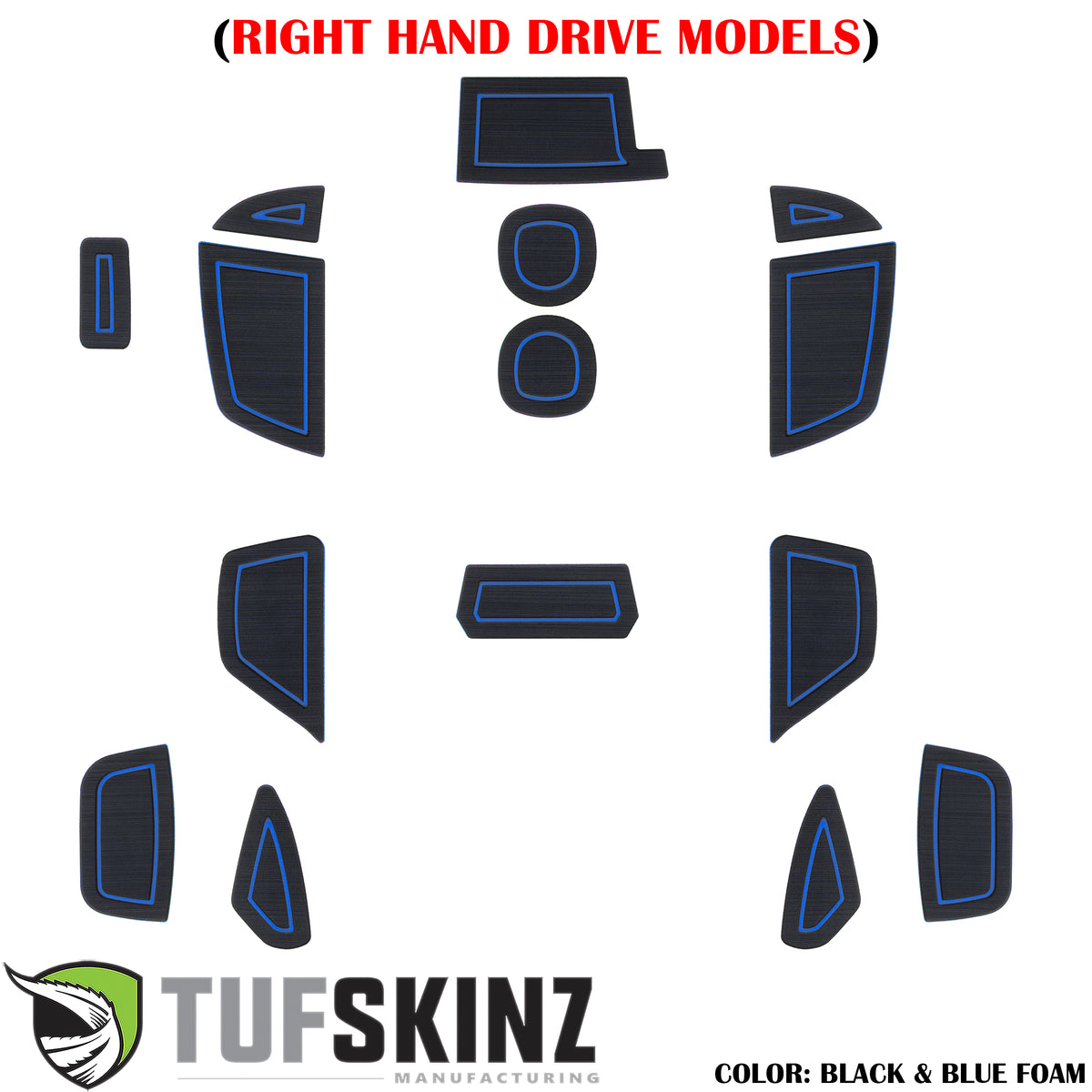 (RHD)Interior Foam Inserts Fits 2016-2018 Ford Focus Right Hand Drive Black/Blue