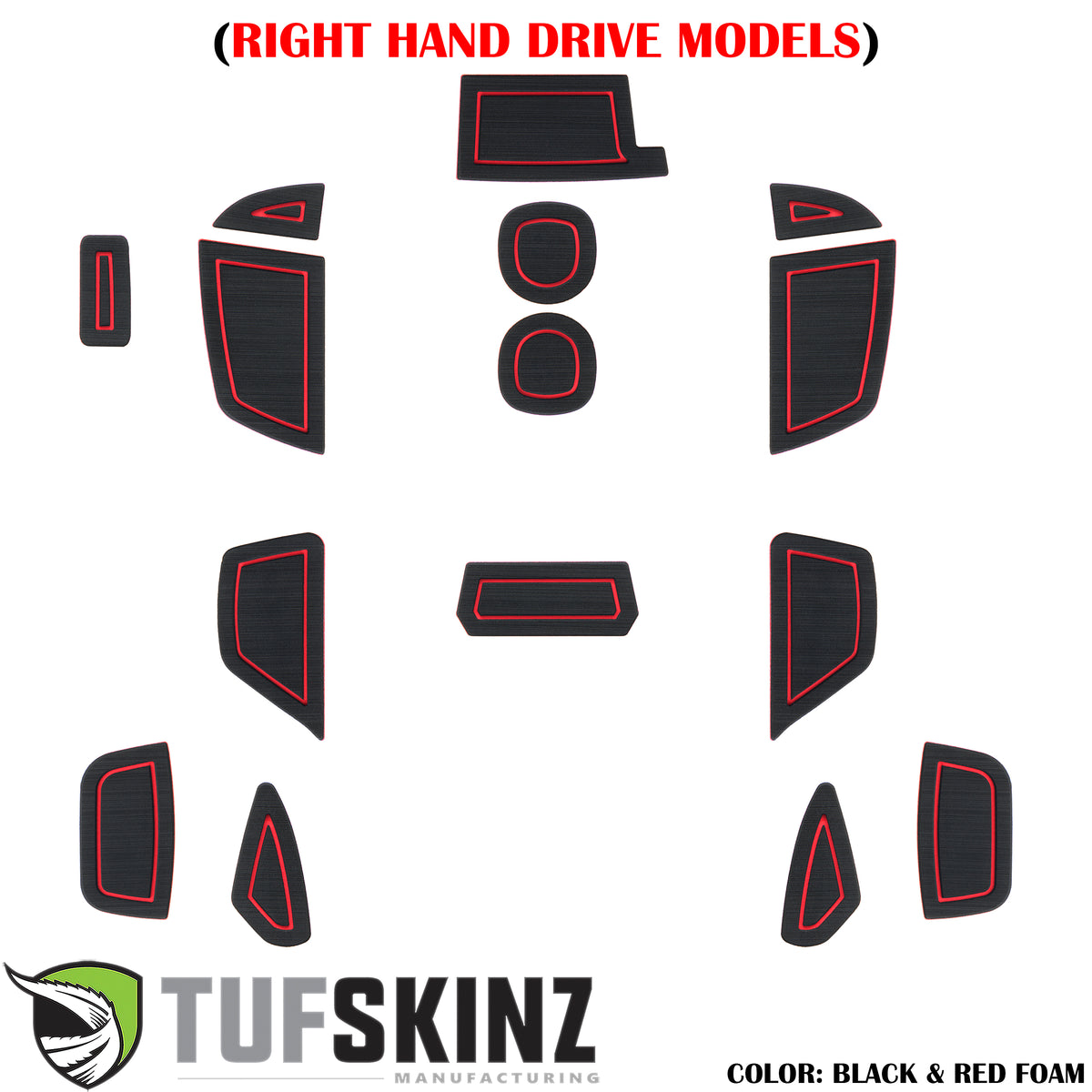 (RHD)Interior Foam Inserts Fits 2016-2018 Ford Focus Right Hand Drive Black/Red