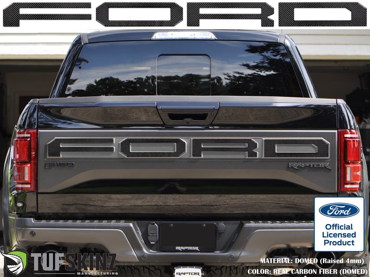 "FORD" Raptor Tailgate Lettering Overlays Fits 2015-2018 Ford F-150 2015-2018 Real Carbon Fiber(Domed)