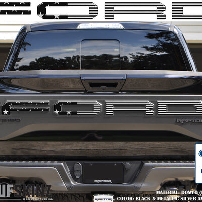"FORD" Raptor Tailgate Lettering Overlays Fits 2015-2018 Ford F-150 2015-2018 Black/Sliver American Flag