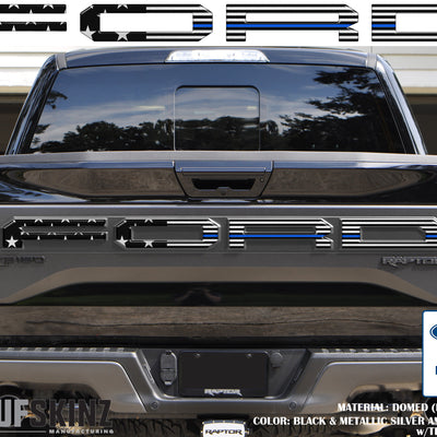 "FORD" Raptor Tailgate Lettering Overlays Fits 2015-2018 Ford F-150 2015-2018 Thin Blue Line Edition American Flag