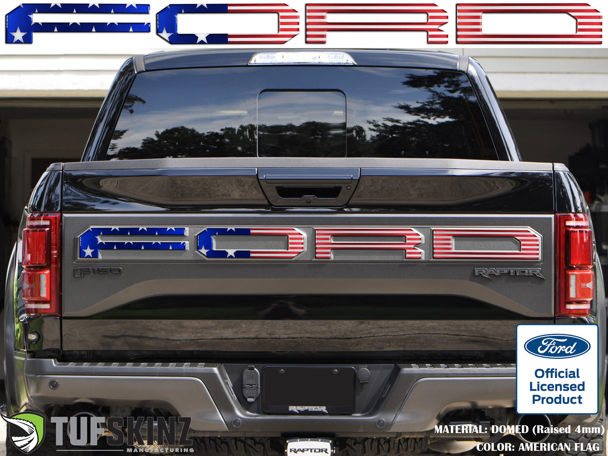 "FORD" Raptor Tailgate Lettering Overlays Fits 2015-2018 Ford F-150 2015-2018 American Flag