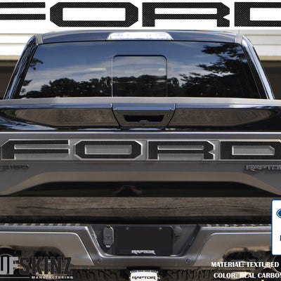 "FORD" Raptor Tailgate Lettering Overlays Fits 2015-2018 Ford F-150 2015-2018 Real Carbon Fiber(Raw)