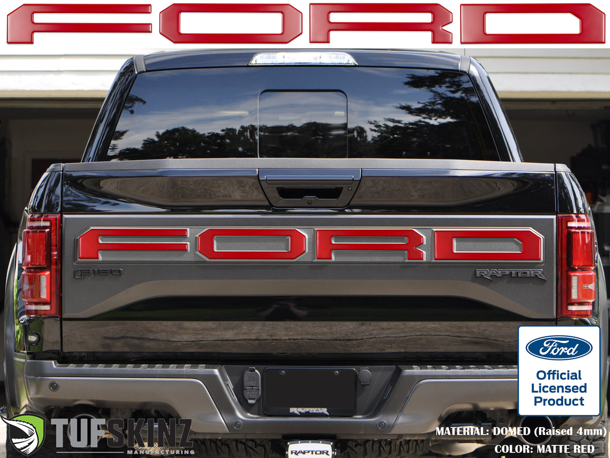 "FORD" Raptor Tailgate Lettering Overlays Fits 2015-2018 Ford F-150 2015-2018 Matte Red