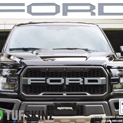 "FORD" Raptor Grill Lettering Overlays Fits 2015-2020 Ford F-150 Brushed Silver