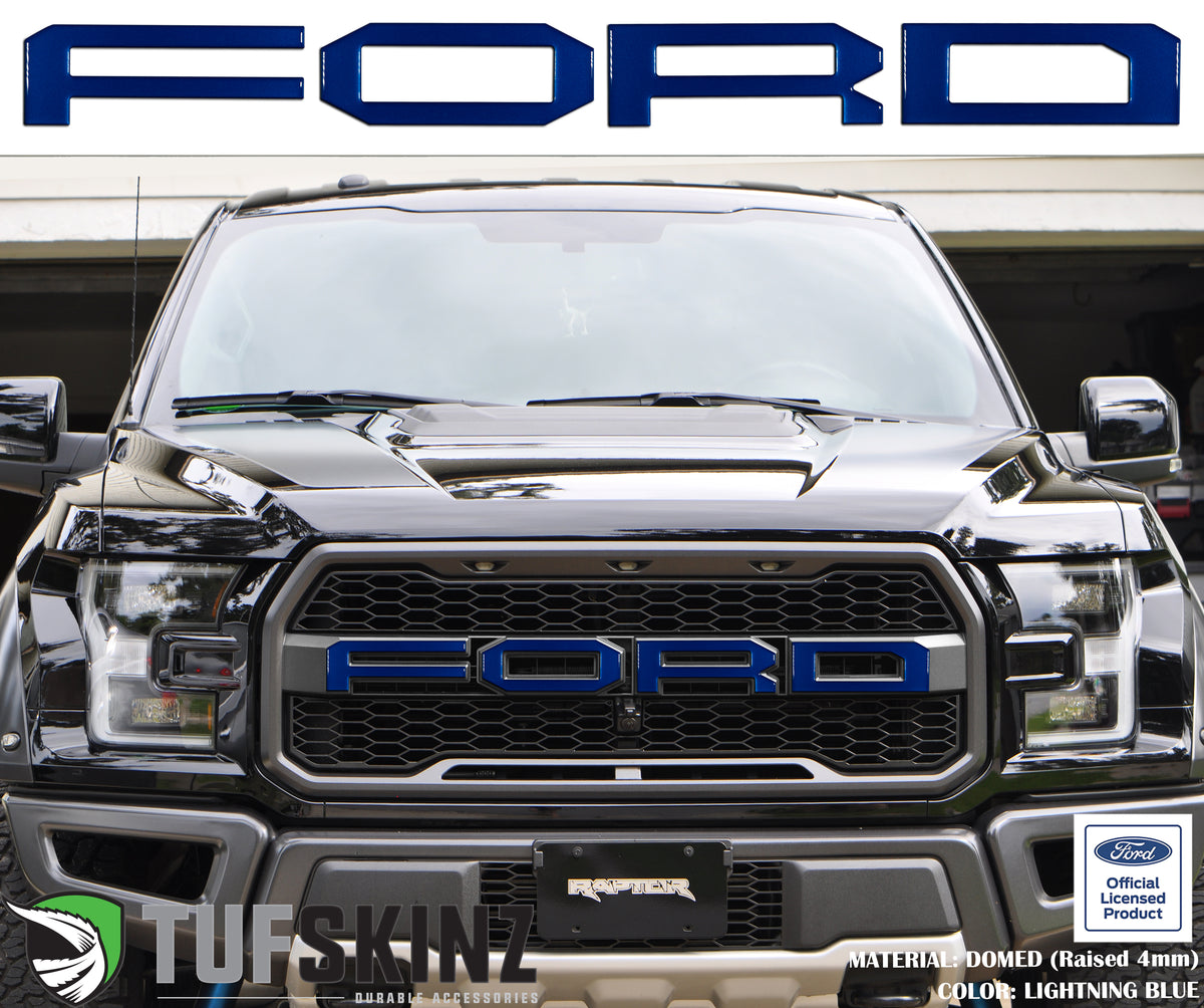 "FORD" Raptor Grill Lettering Overlays Fits 2015-2020 Ford F-150 *OE Color - Lightning Blue