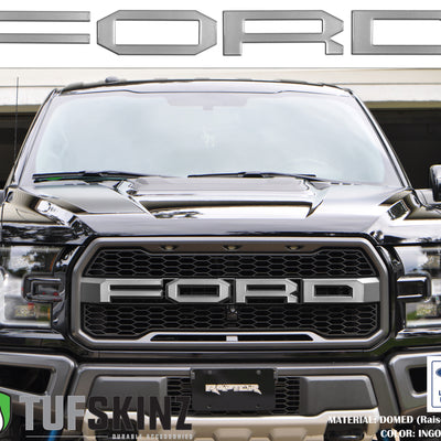"FORD" Raptor Grill Lettering Overlays Fits 2015-2020 Ford F-150 *OE - Ingot Silver