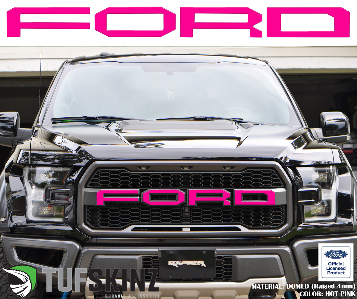 "FORD" Raptor Grill Lettering Overlays Fits 2015-2020 Ford F-150 Hot Pink