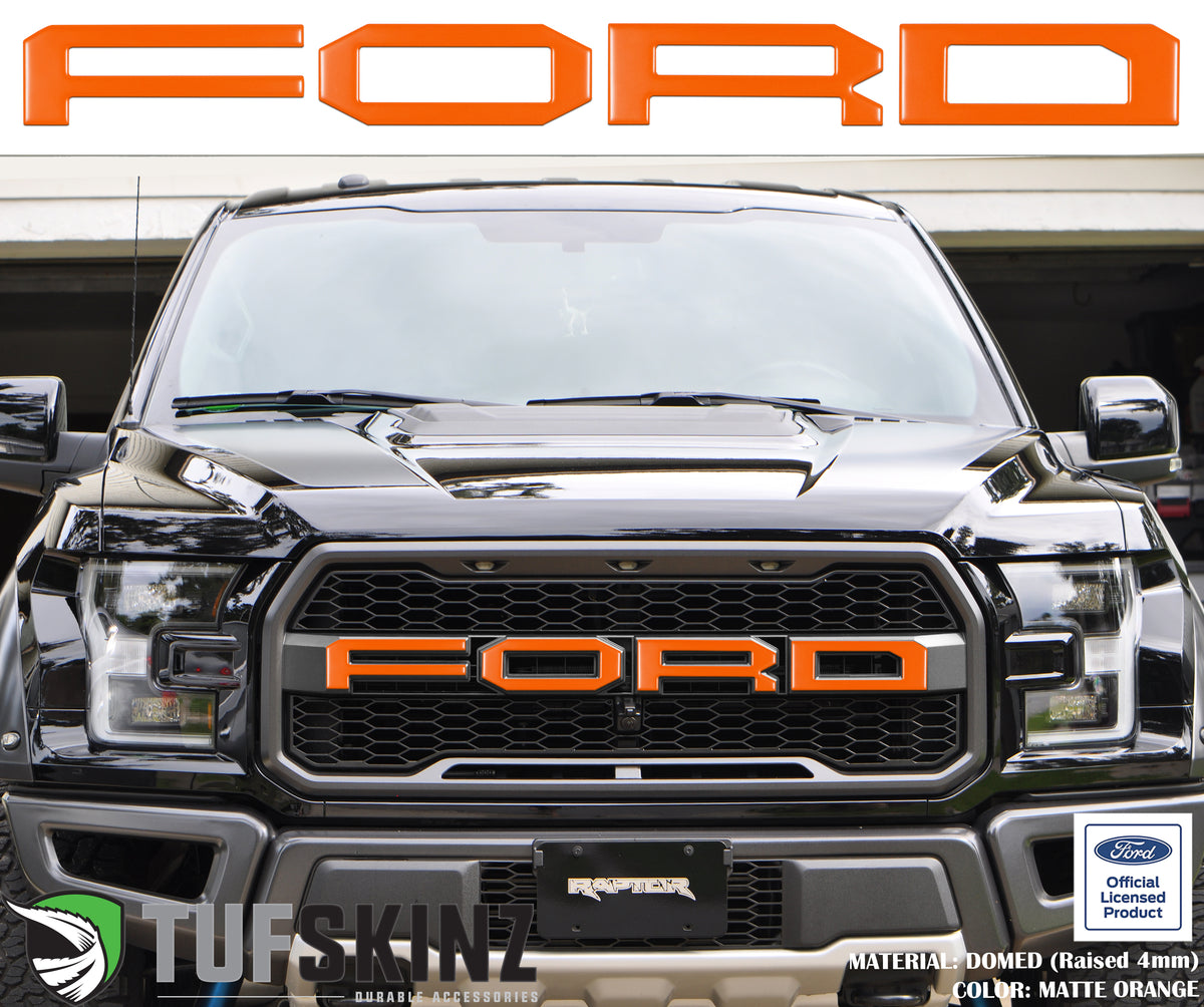 "FORD" Raptor Grill Lettering Overlays Fits 2015-2020 Ford F-150 Matte Orange