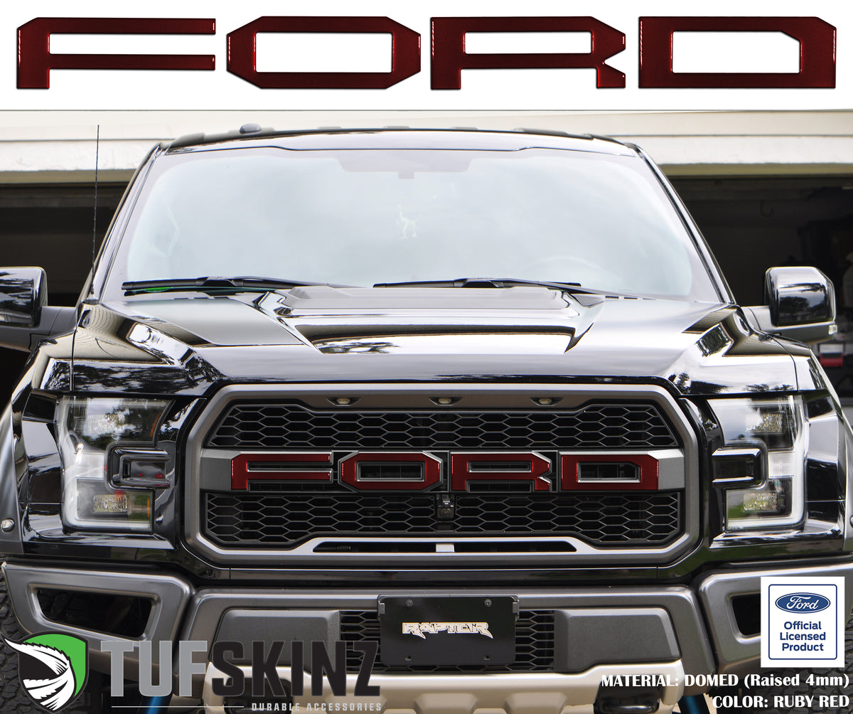 "FORD" Raptor Grill Lettering Overlays Fits 2015-2020 Ford F-150 *OE Color - Ruby Red