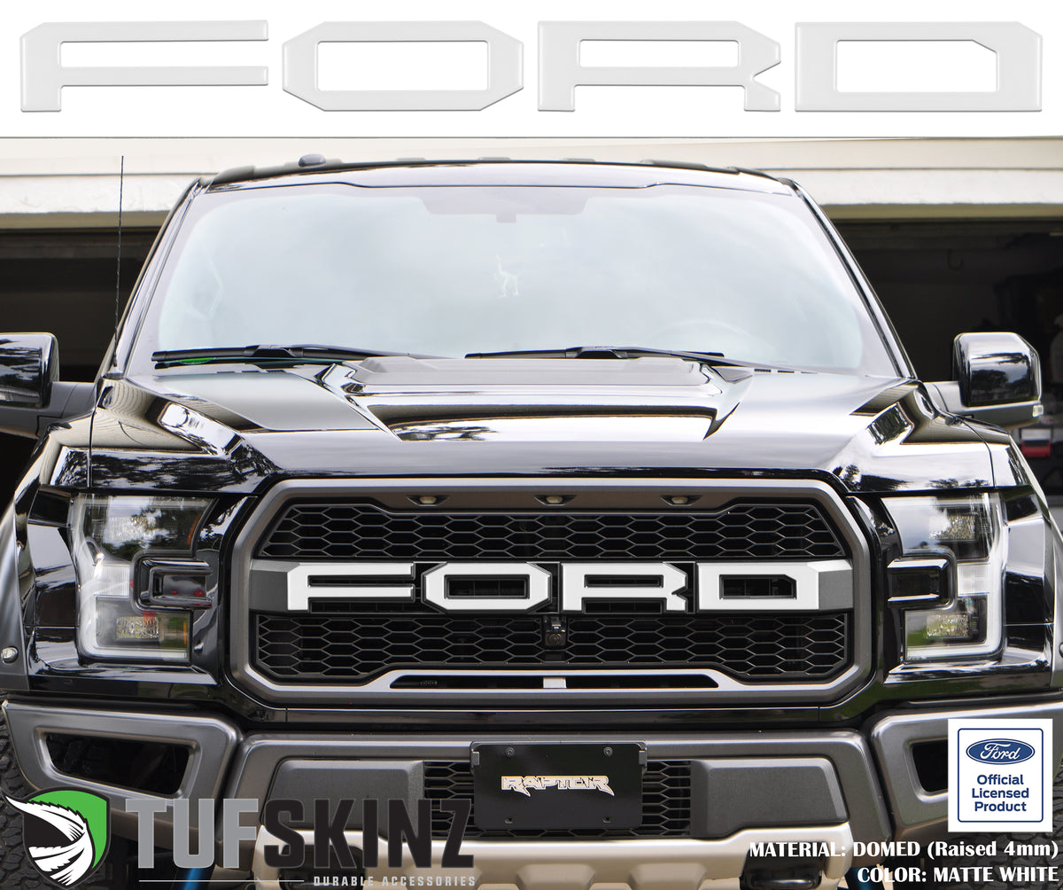 "FORD" Raptor Grill Lettering Overlays Fits 2015-2020 Ford F-150 Matte White
