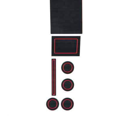 40/Console/40 Seats with Console Shifter w/o Center Dash Speaker Cup Holder inserts Fits 2017-2020 Ford F-150 Bucket Seats with Console Shifter Without Center Dash Speaker Black/Red