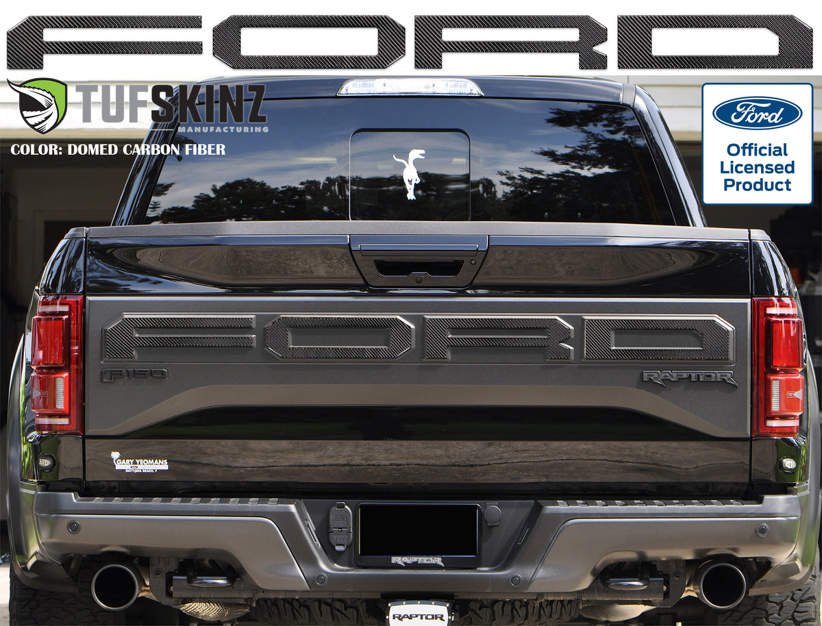 "FORD" Raptor Tailgate Overlays Fits 2019-2020 Ford F-150 2019-2020 Real Carbon Fiber(Domed)