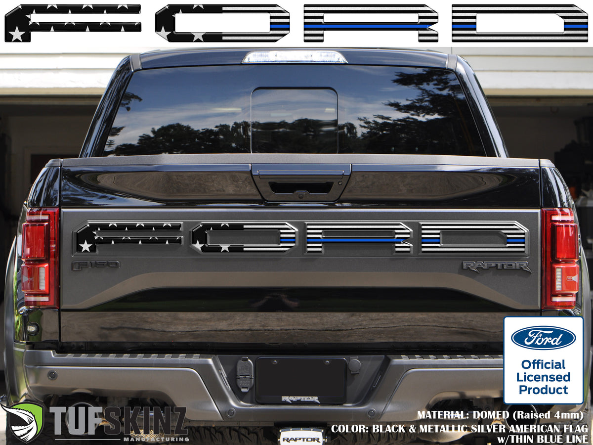 "FORD" Raptor Tailgate Overlays Fits 2019-2020 Ford F-150 2019-2020 Thin Blue Line Edition American Flag