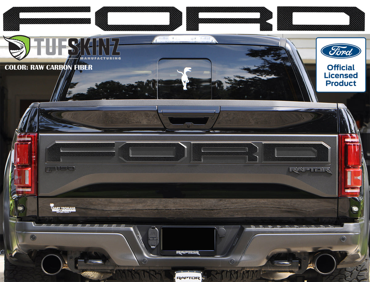 "FORD" Raptor Tailgate Overlays Fits 2019-2020 Ford F-150 2019-2020 Real Carbon Fiber(Raw)