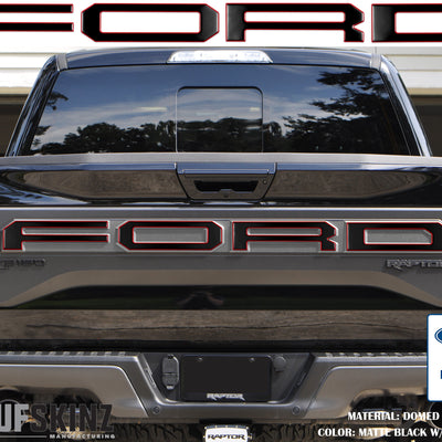 "FORD" Raptor Tailgate Overlays Fits 2019-2020 Ford F-150 2019-2020 Matte Black w/Red Outline