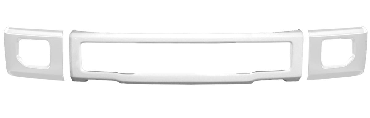 Gloss White 2015-2017 Ford F-150 Front Bumper Covers with fog lamp cutouts, Chrome Delete Kit