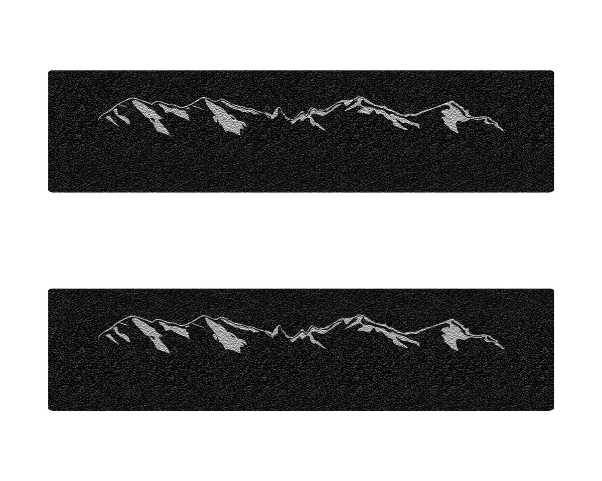 SuperCrew Rear Door Sill Trim Accent Trim Fits 2019-2022 Ford Ranger No Rear Doors (2 Piece Kit) Black w/Mountain Logo(Grey)