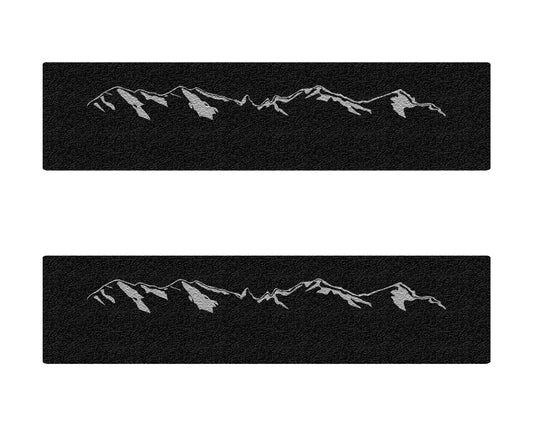 SuperCrew Rear Door Sill Trim Accent Trim Fits 2019-2022 Ford Ranger No Rear Doors (2 Piece Kit) Black w/Mountain Logo(Grey)