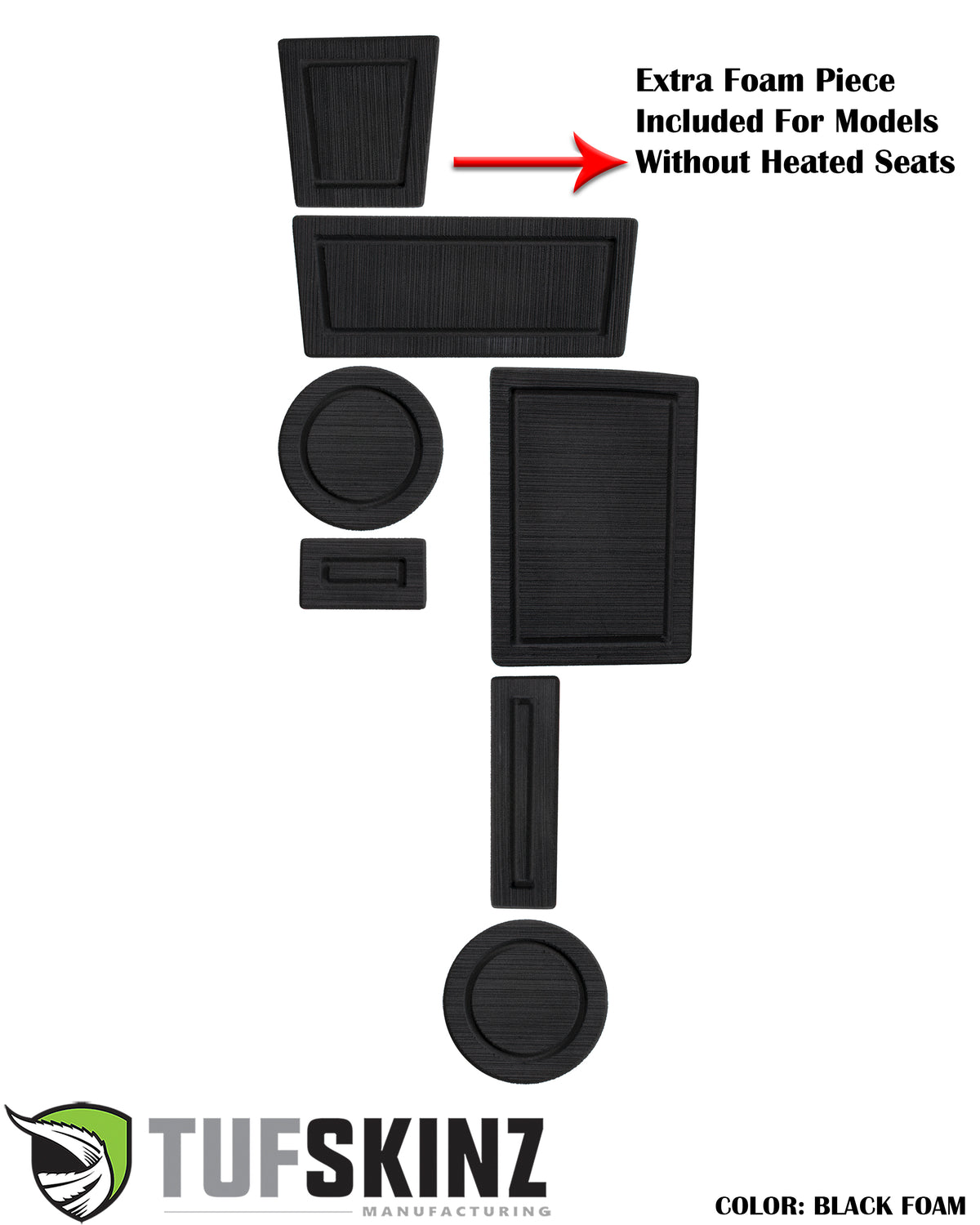 FOAM Cup Holder Inserts(2WD) Inserts Fits 2010-2020 Toyota 4Runner 2-Wheel Drive Black/Black
