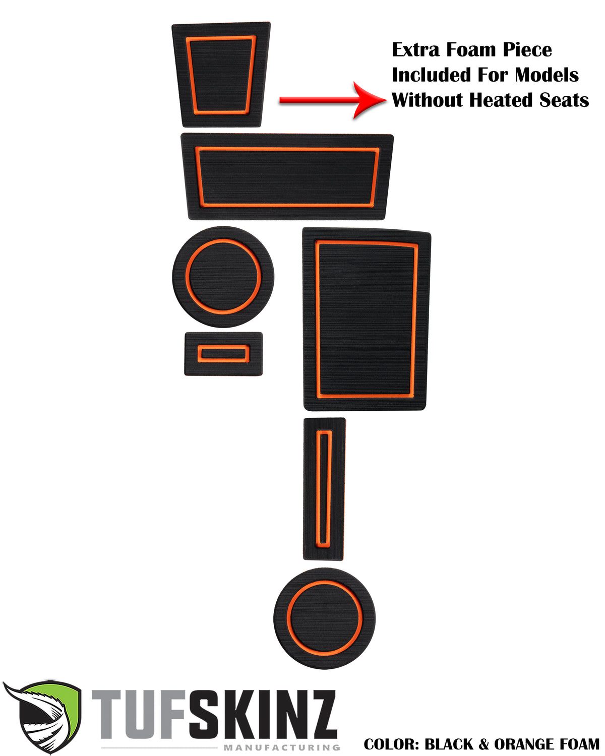 FOAM Cup Holder Inserts(2WD) Inserts Fits 2010-2020 Toyota 4Runner 2-Wheel Drive Black/Orange