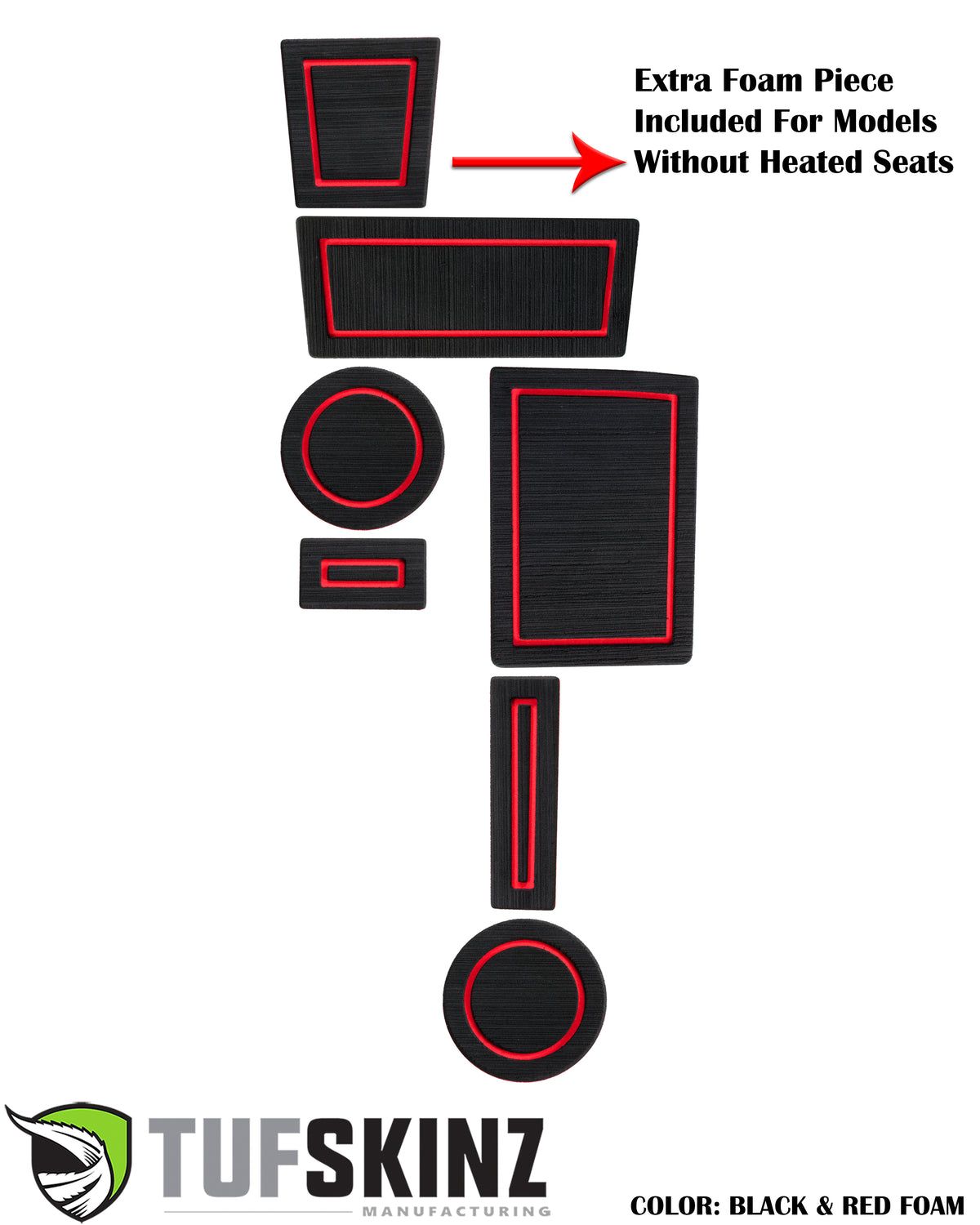 FOAM Cup Holder Inserts(2WD) Inserts Fits 2010-2020 Toyota 4Runner 2-Wheel Drive Black/Red