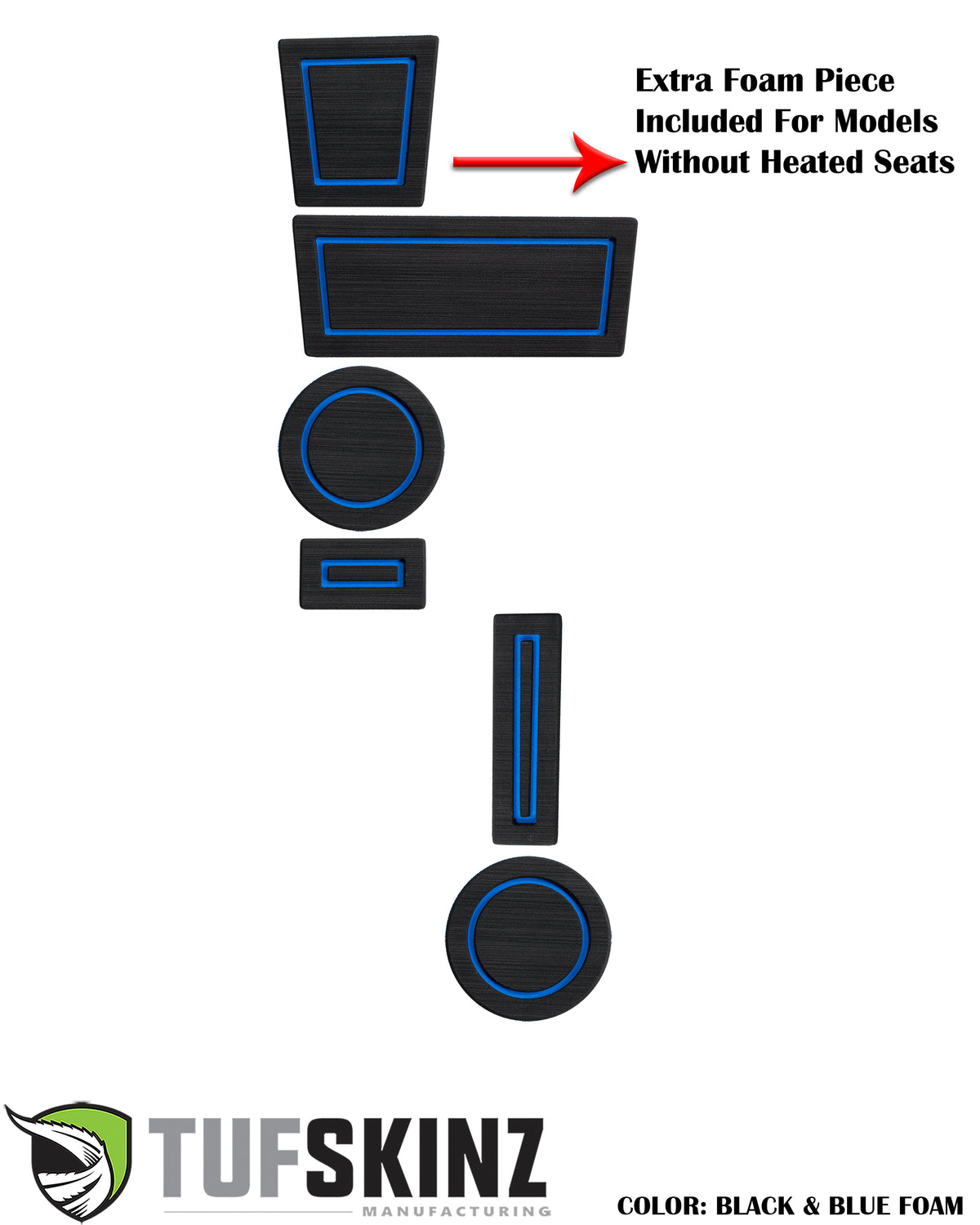 Foam Cup Holder Inserts(4WD) with Shifter Boot Inserts Fits 2010-2020 Toyota 4Runner 4-Wheel Drive with Boot Black/Blue