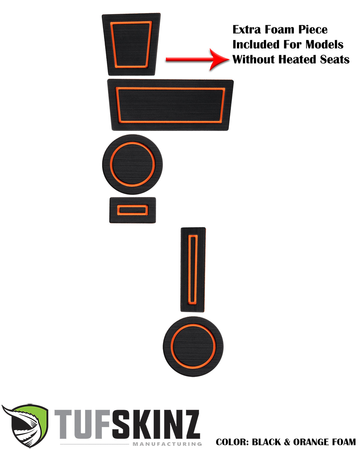 Foam Cup Holder Inserts(4WD) with Shifter Boot Inserts Fits 2010-2020 Toyota 4Runner 4-Wheel Drive with Boot Black/Orange