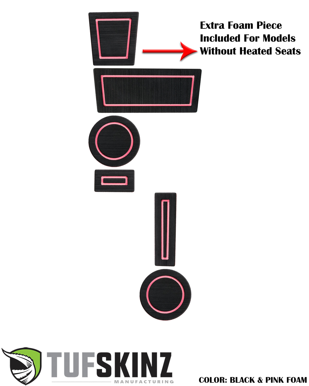 Foam Cup Holder Inserts(4WD) with Shifter Boot Inserts Fits 2010-2020 Toyota 4Runner 4-Wheel Drive with Boot Black/Pink