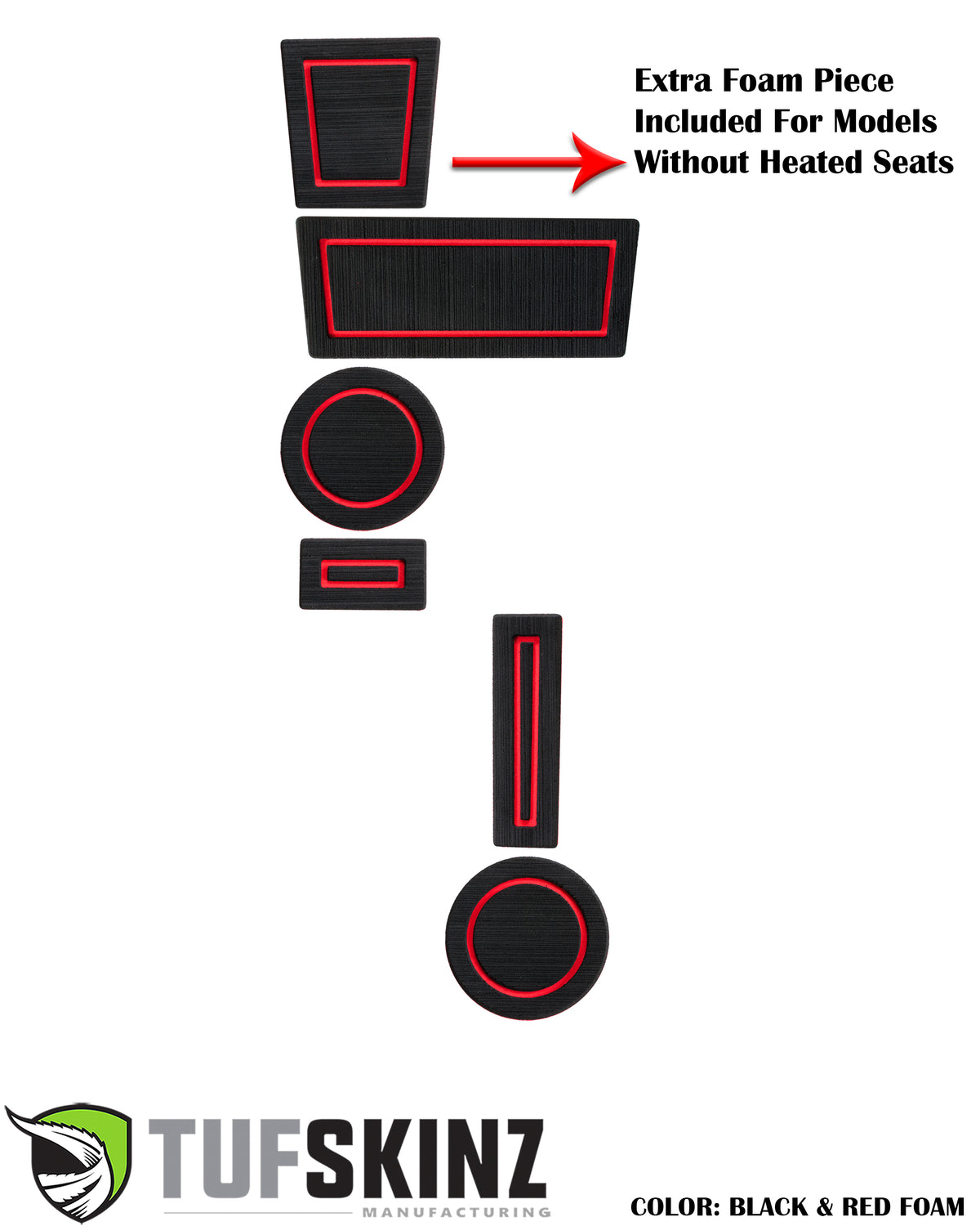 Foam Cup Holder Inserts(4WD) with Shifter Boot Inserts Fits 2010-2020 Toyota 4Runner 4-Wheel Drive with Boot Black/Red