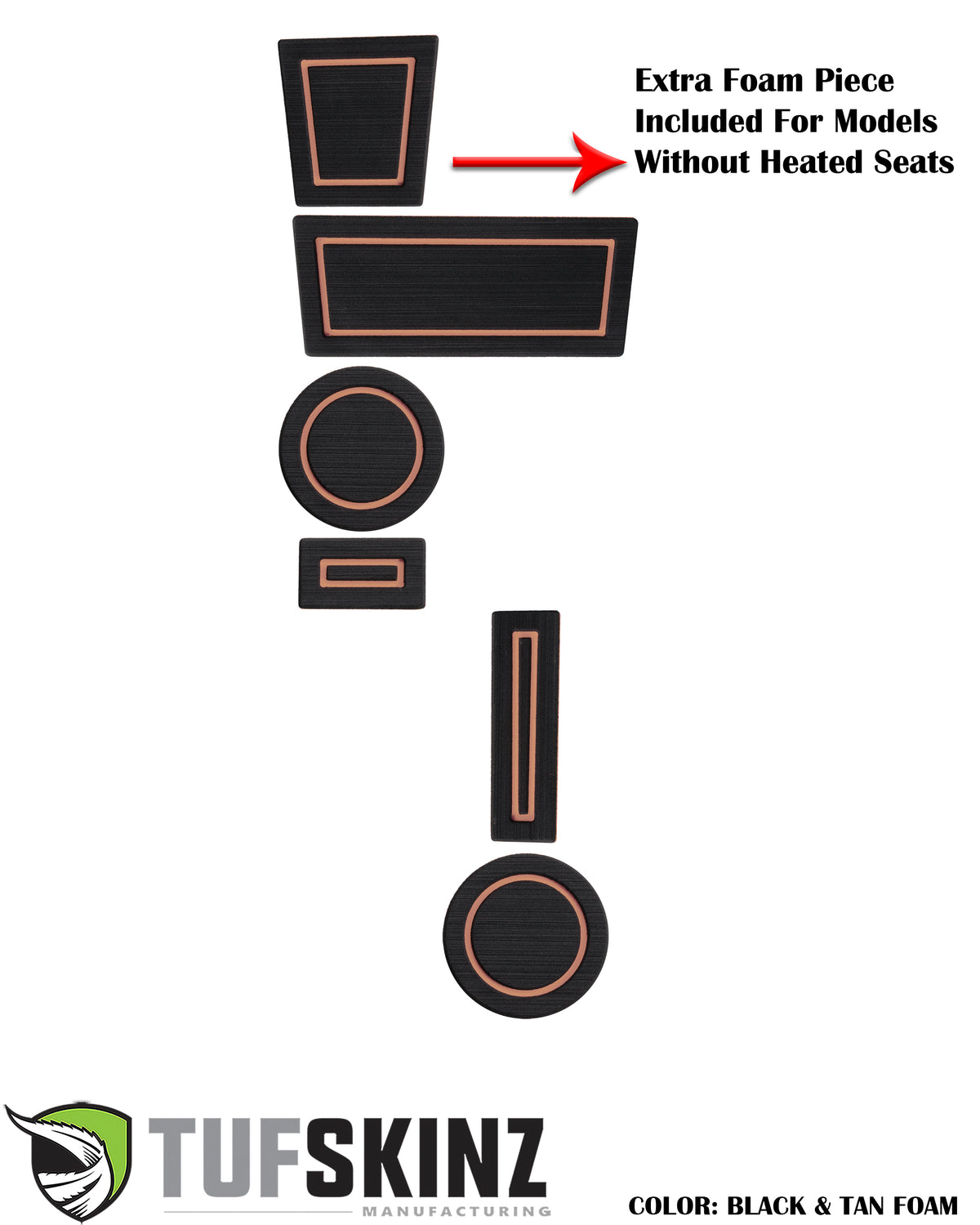 Foam Cup Holder Inserts(4WD) with Shifter Boot Inserts Fits 2010-2020 Toyota 4Runner 4-Wheel Drive with Boot Black/Tan