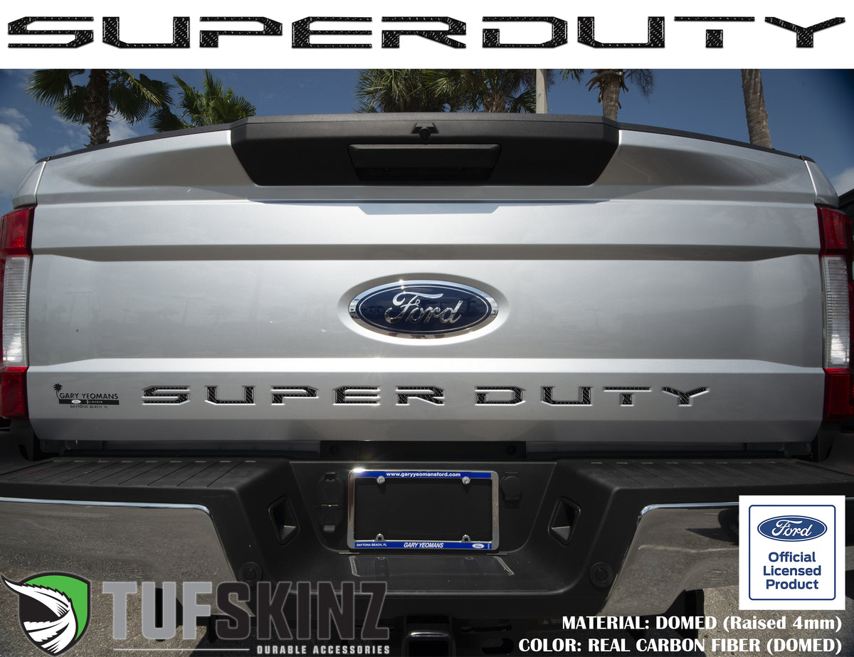 "SUPER DUTY" Tailgate Letter Inserts Fits 2017-2019 Ford Super Duty Real Carbon Fiber(Domed)
