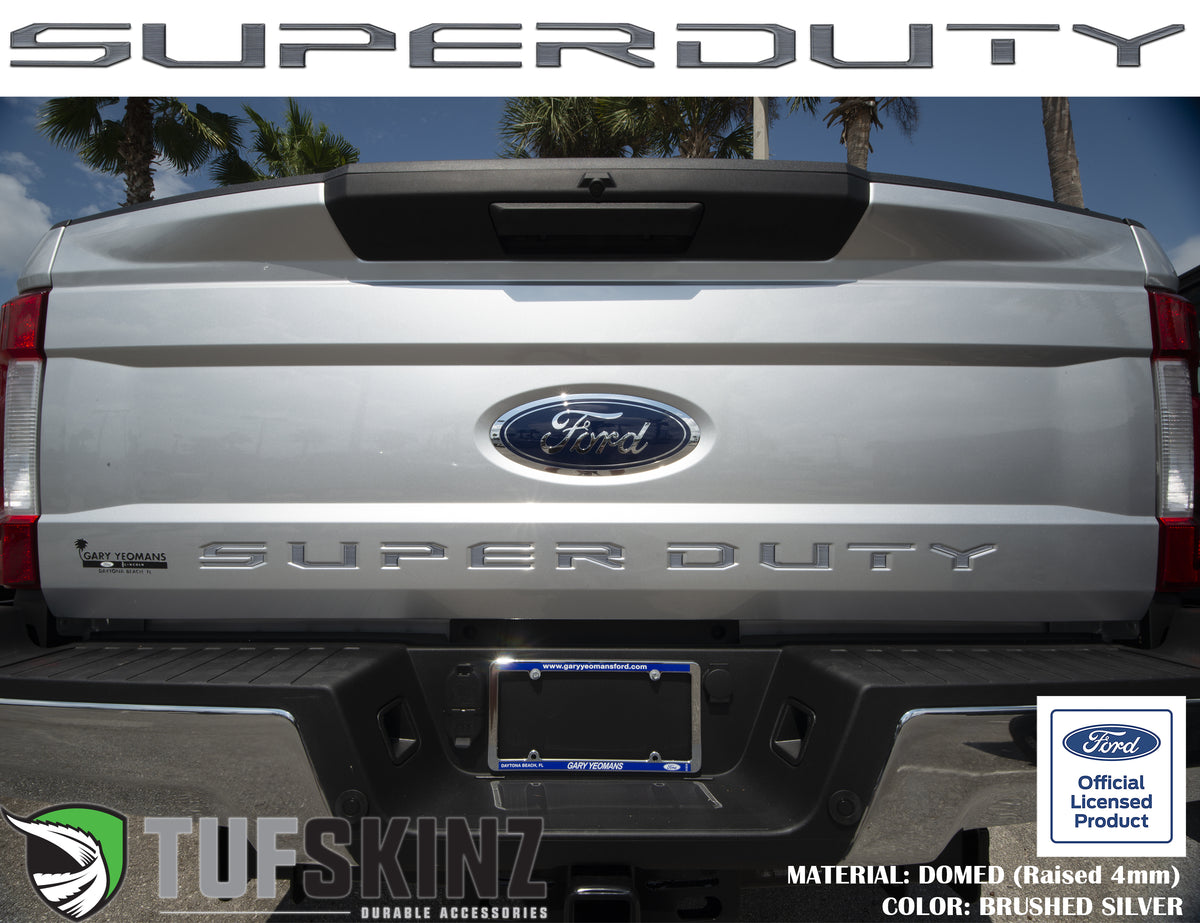 "SUPER DUTY" Tailgate Letter Inserts Fits 2017-2019 Ford Super Duty Brushed Silver