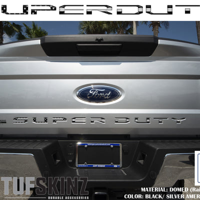"SUPER DUTY" Tailgate Letter Inserts Fits 2017-2019 Ford Super Duty Black/Silver American Flag