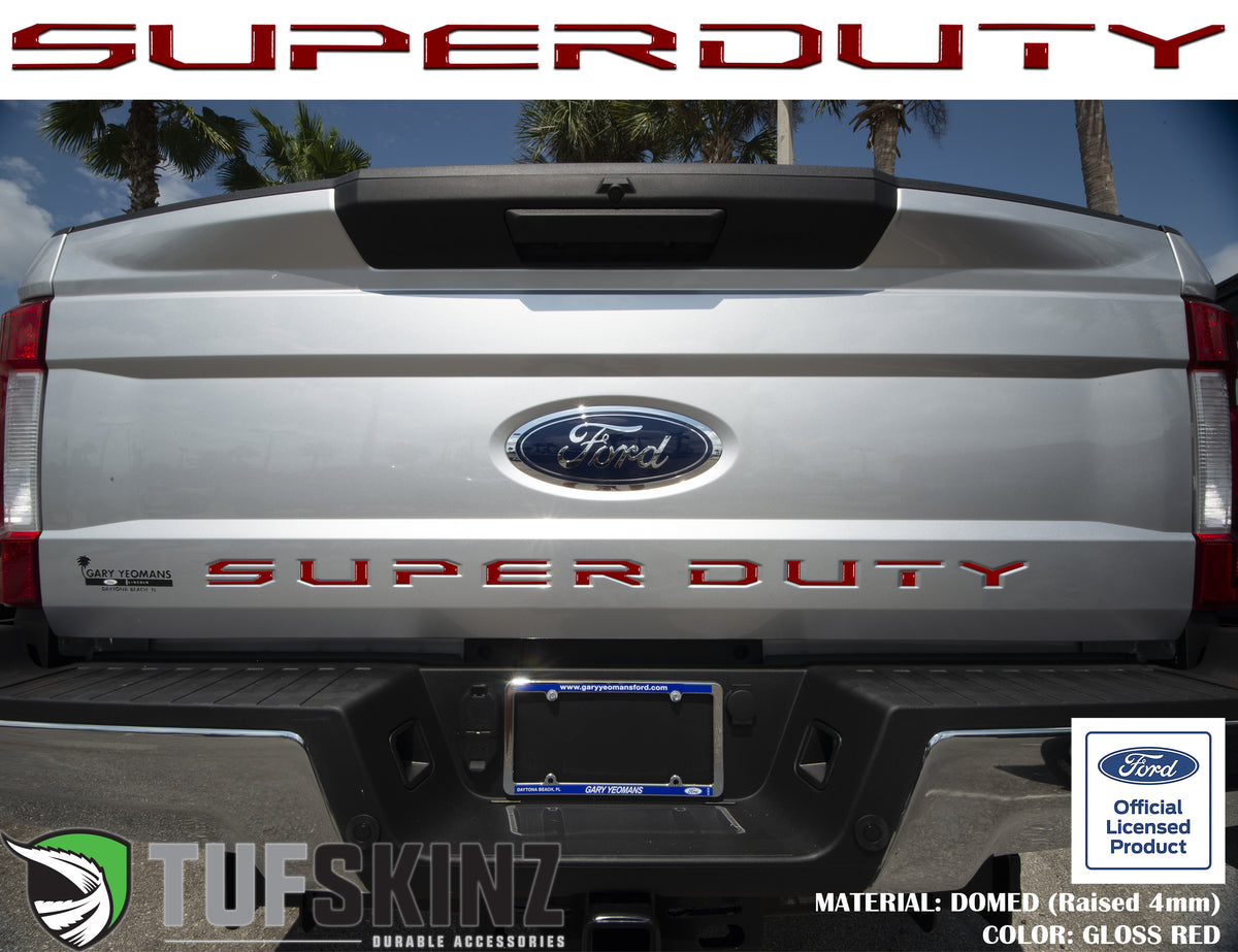 "SUPER DUTY" Tailgate Letter Inserts Fits 2017-2019 Ford Super Duty Gloss Red