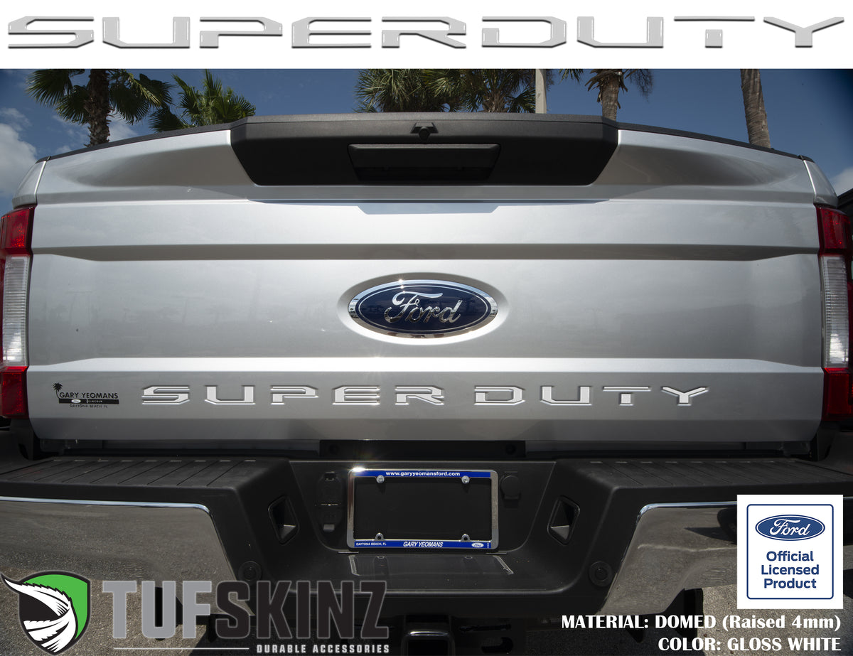 "SUPER DUTY" Tailgate Letter Inserts Fits 2017-2019 Ford Super Duty Gloss White