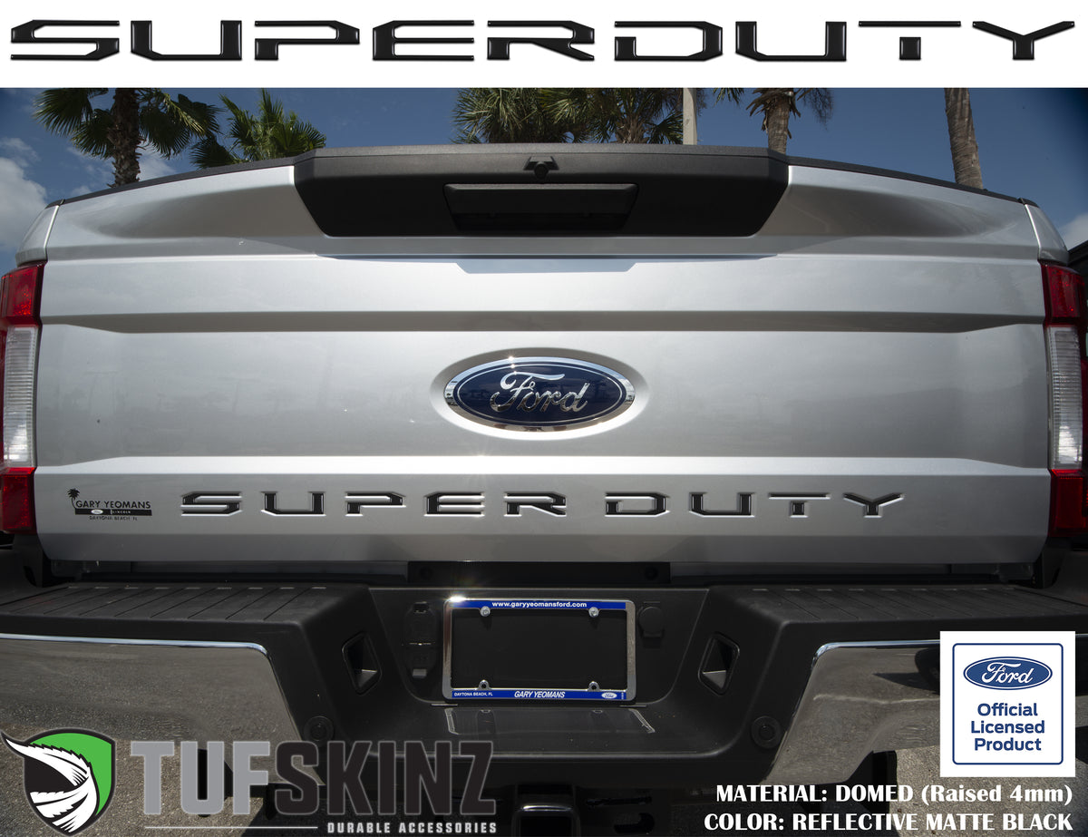 "SUPER DUTY" Tailgate Letter Inserts Fits 2017-2019 Ford Super Duty Reflective Matte Black
